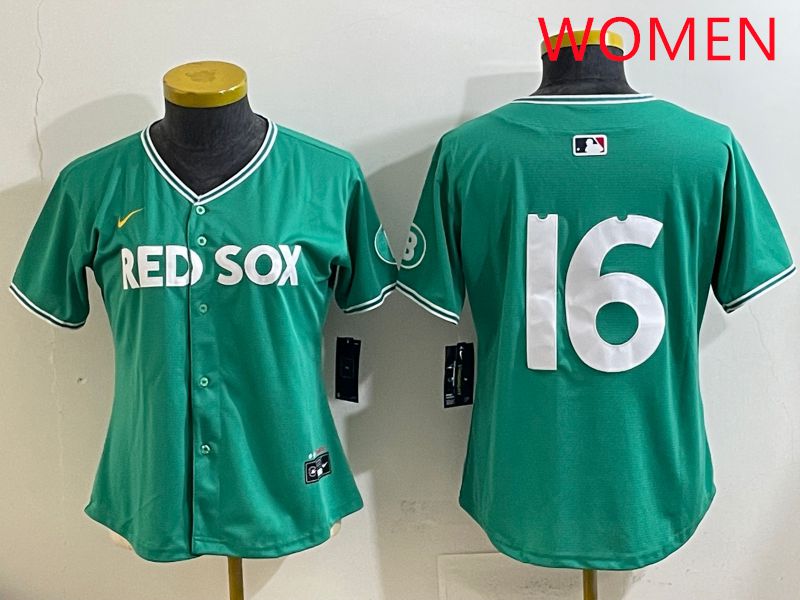Women Boston Red Sox #16 No Name Green Joint Name Nike 2025 MLB Jersey style 1
